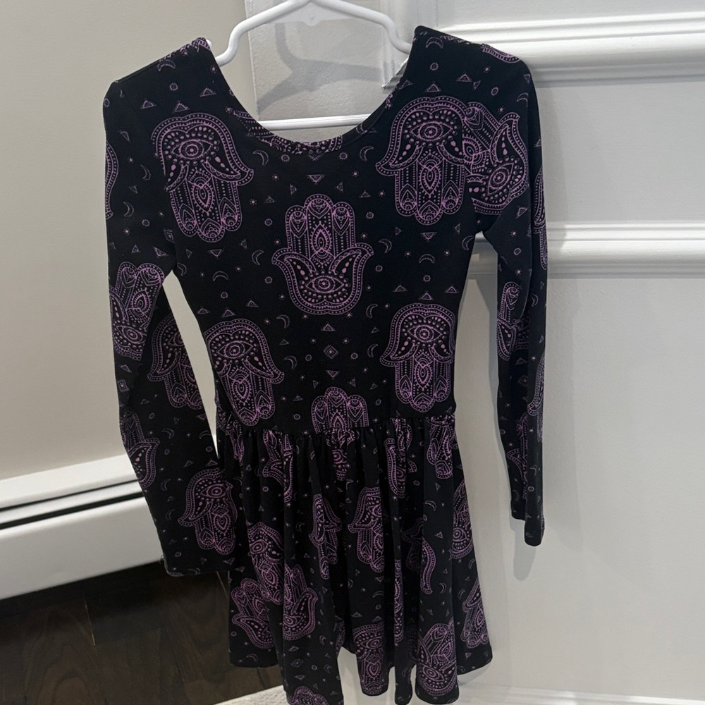 Chic Black and Purple Kids Casual Dress